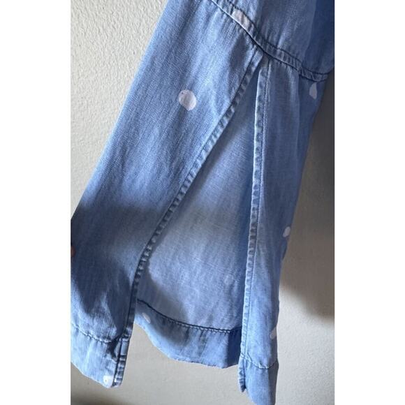 Cloth & Stone Open Back Top Women's Size Medium Chambray Polka Dot Print Blouse - Picture 5 of 9